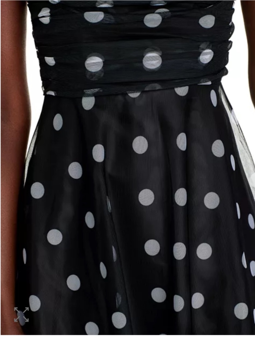Eliza J Black Polka Dot Ruched Bodice Evening Gown with tulle skirt - Picture 2 of 15